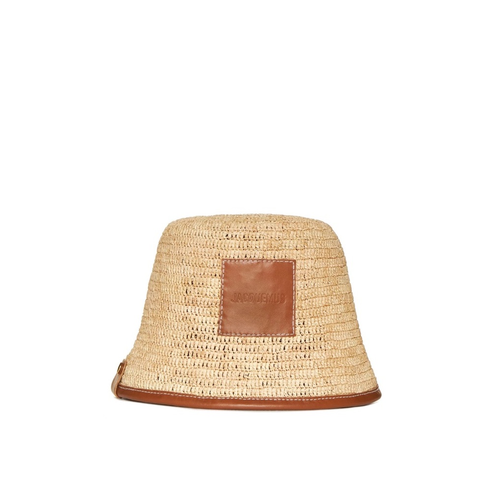Jacquemus Straw Hat with Tan Leather Patch